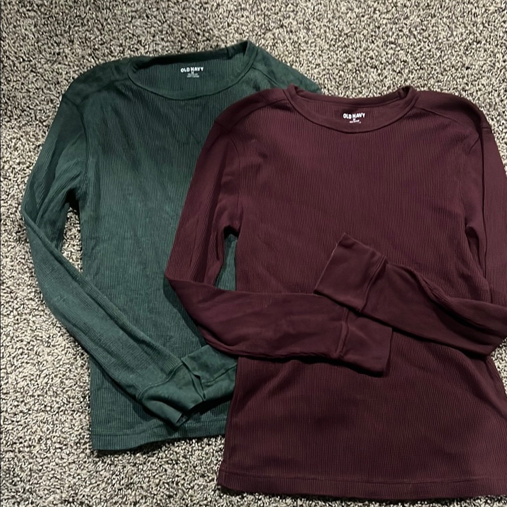 Men’s thermal Old Navy Green and Burgundy Long Sleeve Tops